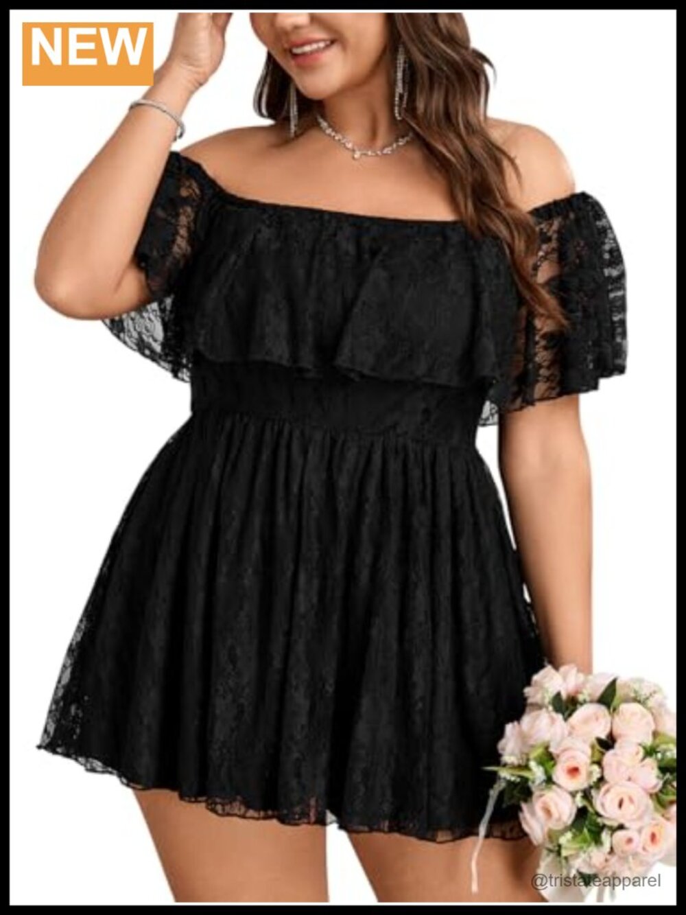 Plus Size Lace Off Shoulder Romper Dress Boho Short Jumpsuit